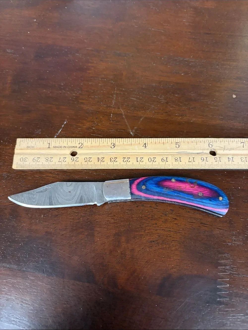 Hand crafted 6.25” folding Damascus steel